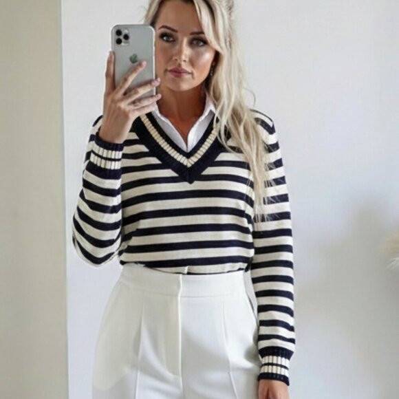 Reiss Sweaters - Reiss Striped Cricket Sweater